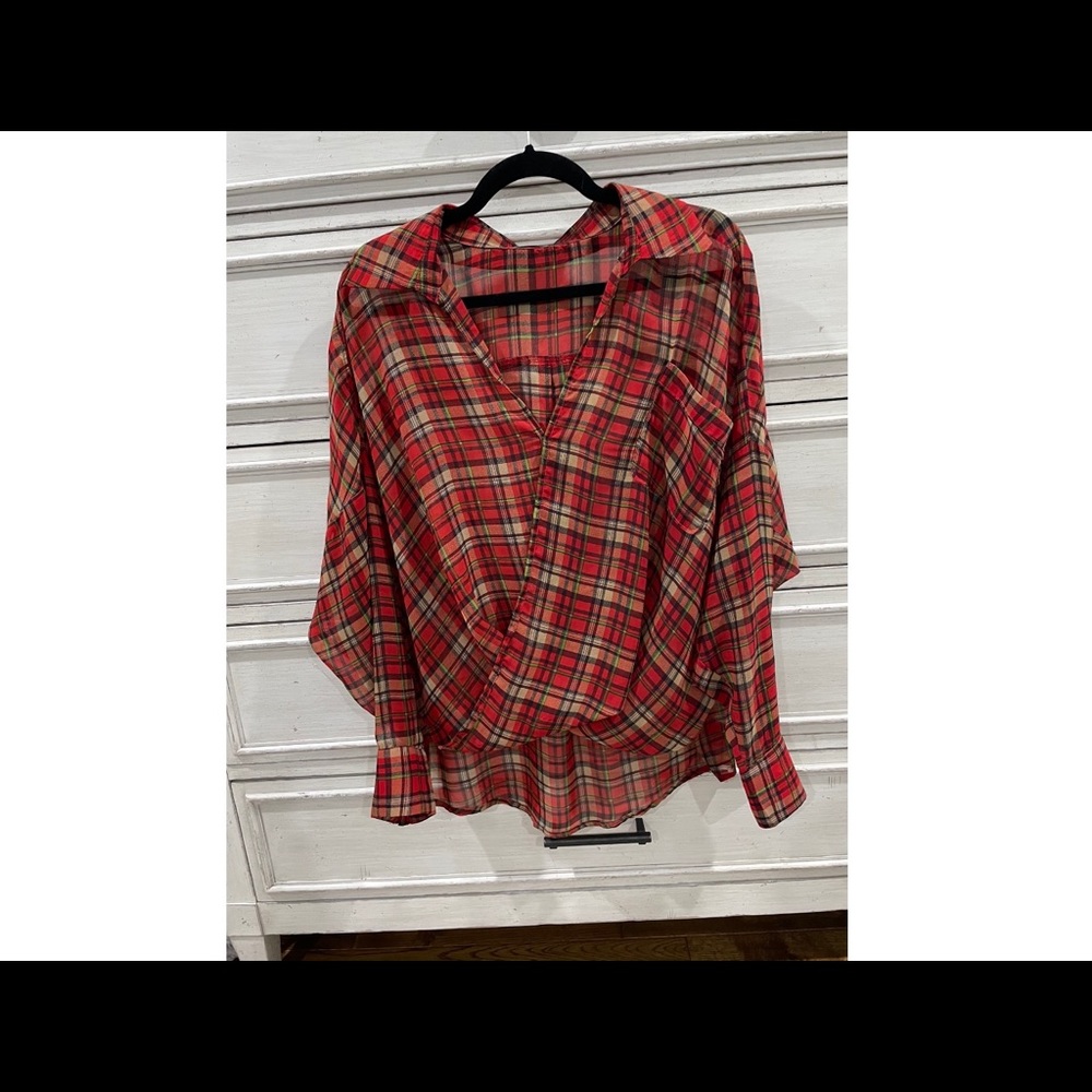 Red and green plaid sheet top